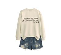 Probably Just Gonna Women's Graphic Print Crewneck Sweatshirt, Long Sleeve Loose Fit Pullover Tops