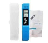 Probador de agua 3 en 1 TDS EC medidor temperatura Digital LCD pluma prueba filtro pureza con 4 modos diferentes probador, Probador preciso(Blue Box)