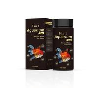 Probador de agua 6 en 1 para acuarios | 50 tiras | Análisis del agua del acuario del estanque de peces | Dureza total, nitrato de carbonato, nitrito, Cl2, pH (6 en 1)