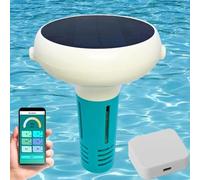 Probador de agua inteligente 7 en 1 para jacuzzis, Bluetooth, WiFi, monitoreo en tiempo real, PH ORP, CE, TDS, cloro, temperatura de sal, cloro, diseño flotante alimentado por energía solar