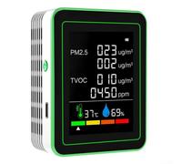 Probador de aire fácil de usar 6 en 1, monitoreo de PM2 5, TVOC, temperatura y humedad para hogares (blanco)