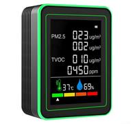 Probador de aire fácil de usar 6 en 1, monitoreo de PM2 5, TVOC, temperatura y humedad para hogares (negro)