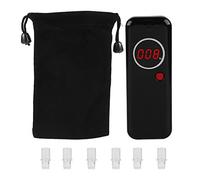 Probador de alcohol, analizador de respiración digital portátil, detector de aliento de alcohol profesional con pantalla LCD roja digital + boquillas adicionales de 6 piezas (negro)