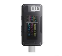 Probador de carga rápida U15U16 600W 12A con protocolos PD3 1 0, protección contra sobretensión, 50 V, voltaje en tiempo real, detección de potencia de corriente para inspección de carga (U15)