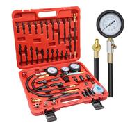 Probador de compresión - Gasolina y Diesel Probador de compresión del motor, 46 piezas Comprehensive Compression and Leak Test Kit with Dual Gauge Engine for HDi, TDCi, Pumpe Duse Engine