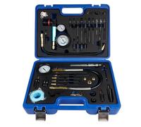 Probador de Compresión Probador de Pérdida de Presión para Motores de Gasolina y Diesel Motores de Autos y Camiones, con 34 Adaptadores Diferentes, 725 PSI - Estuche Exterior Azul