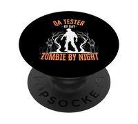 Probador de Control de Calidad por día Zombie por la Noche Divertido Halloween Espeluznante PopSockets PopGrip Adhesivo
