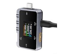Probador de corriente de voltaje USB FNAC-28 6.5A multímetro digital con monitoreo de 4-24 V, activación de carga rápida para dispositivos USB-A a tipo C, pantalla a color de 1.06 pulgadas, para