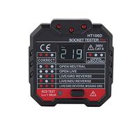 Probador de enchufes, HT106D Probador de enchufes eléctricos Detector de fugas multifunción con toma de pared para pantalla de voltaje (EU Plug)