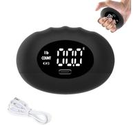 Probador de fuerza de agarre de fútbol, mini dinamómetro portátil recargable de fuerza de mano, con pantalla digital inteligente, entrenador de agarre de mano de silicona (black)