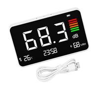 Probador de niveles de ruido recargable, medidor de decibelios, niveles de sonido de escritorio con visualización de temperatura y humedad