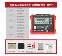 Probador de Resistencia, Large LCD Digital Resistance Meter RCD/Loop Tester 0-100GΩ DC 1000V Leakage Switch Tester(HT5205)