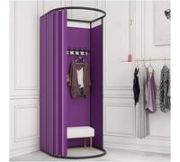 Probador de Ropa, probador Temporal, Vestuario, Cortina de Puerta, Centro Comercial, probador Sencillo con riel, Estante de exhibición de Vestuario portátil (Color: púrpura, tamaño