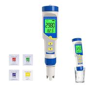 Probador de sal para piscinas, kit de prueba de salinidad digital de alta precisión con medidor de sal ORP de pH, medidor de cloro y termómetro de lectura para piscinas de agua salada Spa
