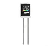 Probador de suelo recargable de doble aguja 6 en 1 para humedad, pH, temperatura, luz, fertilidad y humedad, sensor de alta precisión con LCD ajustable en Fahrenheit, color blanco