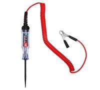 Probador de voltaje 12V 24V con pantalla digital y LED, tester eléctrico con pinza de cocodrilo y cable en espiral, multímetro de coche para diagnóstico de circuitos automotrices