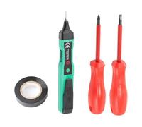 Probador de voltaje sin contacto VD-07 con alarmas audibles y visuales, detección de 250 V CA/CC, prueba de polaridad y continuidad, aislamiento ABS para inspecciones eléctricas seguras, función de