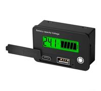 Probador de voltaje y capacidad LCD de dos cables, voltímetro digital de 8-30 V CC con puertos USB de carga rápida para armarios eléctricos, inversores solares (verde)