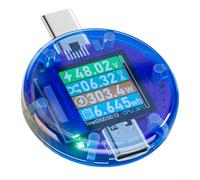 Probador digital USB PD de 48 V para análisis de protocolo de carga USB-C y aplicaciones de monitoreo de estabilidad de suministro de energía (azul translúcido)