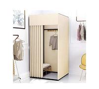 Probador portátil para tiendas de ropa, cabina de privacidad de fácil montaje con marco y estante de metal, soporte de exhibición simple para mejorar la experiencia del cliente