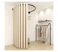 Probador Tienda de Ropa Barra de Cortina para Probadores de Boutique, Riel Curvo en Forma de U de Montaje en Pared de Alta Resistencia para Tienda de Ropa(With A Curtains,Black Rod 80cm/31.5in)