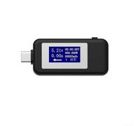 Probador USB-C multifunción, medidor de corriente de voltaje de pantalla digital para cargador con capacidad de monitoreo de energía (negro)