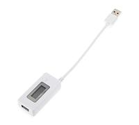 Probador USB, LCD Micro USB Detector del medidor de la corriente de la corriente del voltaje de la capacidad de la batería del cargador con interruptor 0.05A-3.50A(Bianco)