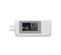 Probador USB, pantalla a color KWS-1902C con pantalla IPS de 0.96 pulgadas, función de almacenamiento de datos, blanco y negro para monitoreo de corriente de voltaje, tipo C (blanco)
