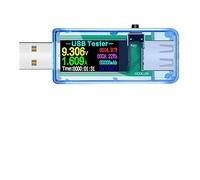 Probador USB, USB probador 13 en 1 corriente continua Voltímetro digital AMPERIMETRO VOLTAGE VOLTO VOLTT METER AMMETER Detector Power Bank Charger Indicador(1XBlue U96)