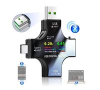 Probador USB, USB Tipo Bluetooth Tester -C pd Digital Voltímetro Voltaje Medidor de corriente Detector AMMETER Indicador del cargador del banco de energía(With Bluetooth)