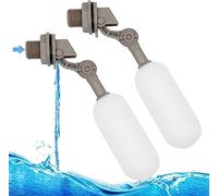 PROBEEALLYU Válvula de bola flotante de 1/2 pulgada de llenado automático de válvula de tanque de agua con adaptador de tubo de agua, 2 válvulas de bola de agua, blanco
