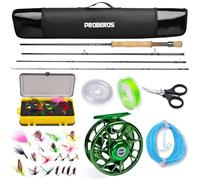 PROBEROS Combo de Pesca con Mosca, caña de Mosca y Carrete Completo Paquete de Inicio con Funda - Kit Completo de Pesca con Mosca, Carrete Negro 2.7M Rod + 7/9 Reel