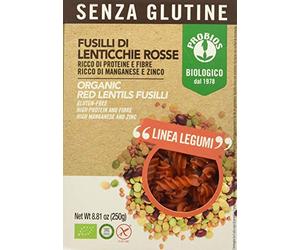 Probios Fusilli de lentejas rojas ecológicas - Pasta de legumbres sin gluten - Fuente de proteína vegetal para platos de verduras y salsas - 250 g