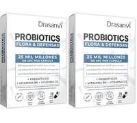 Probioticos Flora y Defensas Drasanvi Mujer y Hombre 20 Caps Sin Gluten (Paquete de 2)