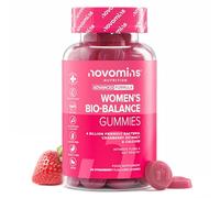 Probioticos Mujer Flora Intima - 60 Gominolas - 4 Mil Millones de UFC y 3 Cepas - con Calcio y Arándano Rojo - Multivitaminas Mujer con Probioticos - Vegano y Sin Gluten - Sabor Fresa - Novomins