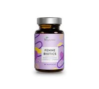 PROBIÓTICOS MUJER | Flora Íntima y Defensa Natural | 6 Cepas + Vitaminas C, B3, B7 y B9 | 60 cápsulas | Vegano y Sin Aditivos | Femme Biotics Vegavero®