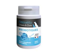 PROBIOTICOS, Néovéto PROBIOTIQUES, Polvo Pro y prebióticos para Perros y Gatos, 54 g, 90 cucharadas, Principios Activos aprobados por los Servicios Veterinarios franceses