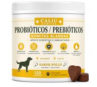 Probióticos para Perros y Gatos | 120 Gomitas Masticables | 7 x 10⁹ UFC + Prebióticos FOS e Inulina + Omega 3 | Flora Intestinal, Digestión, Sistema Inmunitario y Salud Digestiva | Sabor Pollo
