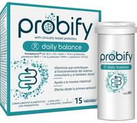 Probióticos Probify Daily Balance, Sistema inmunitario, con Lactobacillus plantarum, L. paracasei y vitaminas D, B y biotina, clínicamente testados, 15 cápsulas