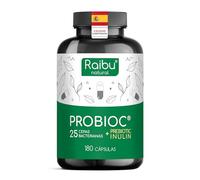 Probióticos y Prebióticos Intestinales - 180 Cápsulas, 25 Cepas Bacterianas + Inulina, 60 Mil Millones de UFC para la Flora Intestinal - Lactobacillus, Bifidobacterium, Máxima Concentración
