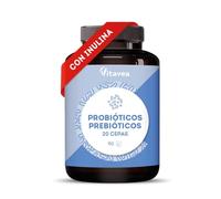 Probioticos y Prebioticos Intestinales - 20 Cepas + Inulina de Achicoria - 90 Cápsulas - 20 Mil Millones por Dosis Diaria - Vegano, Sin Aditivos, Testado en Laboratorio - 30 Días - Vitavea