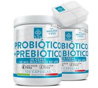 Probioticos Y Prebioticos Intestinales 240 Cápsulas PiùLife, 40 Mil Millones UFC Y 20 Cepas Por Dosis, Probioticos Intestinales Con Inulina Y FOS, Bienestar Intestino, Colon Gases E Hinchazon Adultos