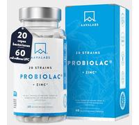 Probioticos y Prebioticos Intestinales [ 60 mil millones de UFC ] 20x Cepas bacterianas (Incl. Acidophilus & Bifidobacterium) + Inulina por dosis - Zinc Agregado para Apoyo Inmunológico - 60 Cápsulas