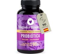 Probióticos y Prebióticos Intestinales, 60Mil Millones UFC, Mujer y Hombre | 90 cápsulas con 9 Cepas, Inulina y Glutamina, 90% Absorción, Flora Intestinal, Sistema Inmune, Digestivo y Colon Irritable