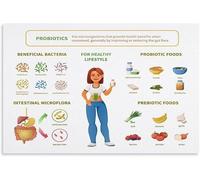 Probiotics and Prebiotics Foods Guide Wall-Art Poster for Gut Health Educational Nutrition Chart Healthy Digestion Home Decor(Framed,08x12inch(20x30cm))