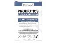 Drasanvi Probiotics Flora & Defensas | Probioticos Mujer y Hombre | Probióticos + Prebióticos + Vitamina B6 y D3 - Flora Intestinal y Sistema Inmunitario - 20 Cápsulas