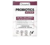 Drasanvi Probióticos Mujer 25.000 Millones UFC por Cápsula con Prebiótico FOS, Vitamina B3 y Biotina, 3 Cepas DSM, 20 Cápsulas Vegetales sin Refrigeración