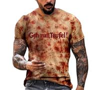 Problem Gellöst Halloween Herren T Shirt Kostüm Schricklich und Blutig Tshirt Rundhals Blutspritzer Muster Oversized Entsetzer Thema Bebedruckt Kurzarm Fessliche Sportshirt Horror Leicht Tops, Nº 14