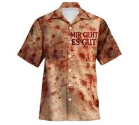 Problem Gellöst Hemd Herren T-Shirt Halloween Blutigem Casual Horror Kostüm Blutspritzer Muster Shirt Entschrestang Blutig Männer Impreso Tops Streetwear, Color lila claro., M