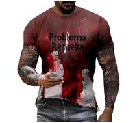 Problem Gellöst Tshirt Halloween T Shirt Blood Stain Halloween Casual Rundhalsausschnitt Blutspritzer Muster Tops Hemd Entsetzen Bebedruckt Kurzarm Top Übergröße I'm Fine Tshirt, O rojo1, XL